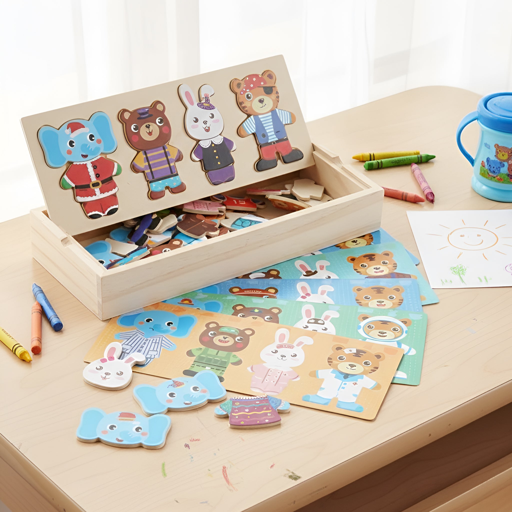 Little Bear Dress-Up Wooden Puzzle, Early Learning & Fine Motor Skills Toy, Montessori Educational Game, Ages 2–5