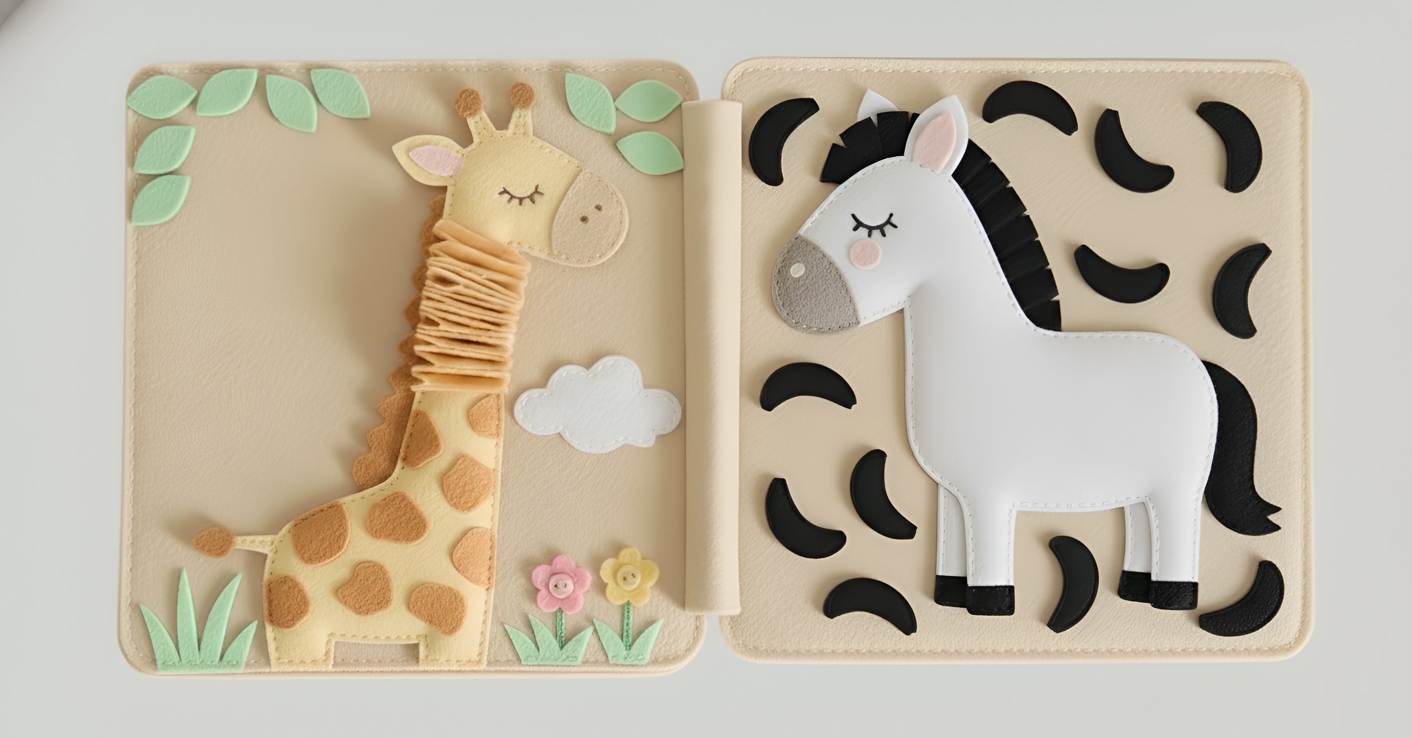 Personalized Quiet Book for Baby, Handmade Felt Quiet Book, Animal Safari Busy Book, Montessori Toy for Baby Boy Girl, Custom Name Baby Gift