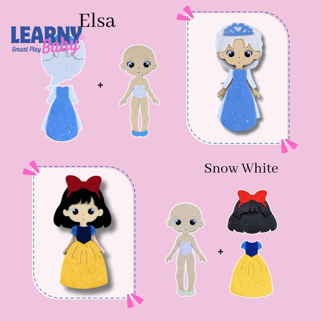 Personalized Princess Dress-Up Quiet Book – Felt Busy Book with Dolls, Outfits & Accessories, Screen-Free Toy for Kids