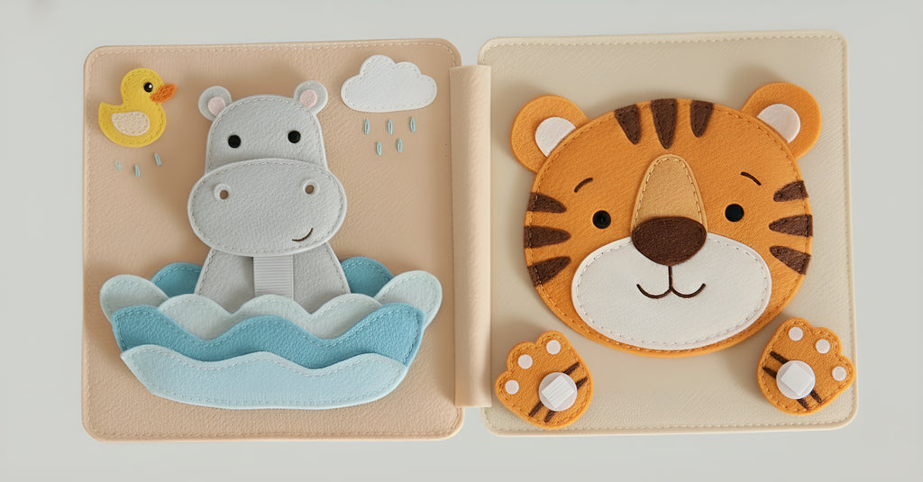 Personalized Quiet Book for Baby, Handmade Felt Quiet Book, Animal Safari Busy Book, Montessori Toy for Baby Boy Girl, Custom Name Baby Gift