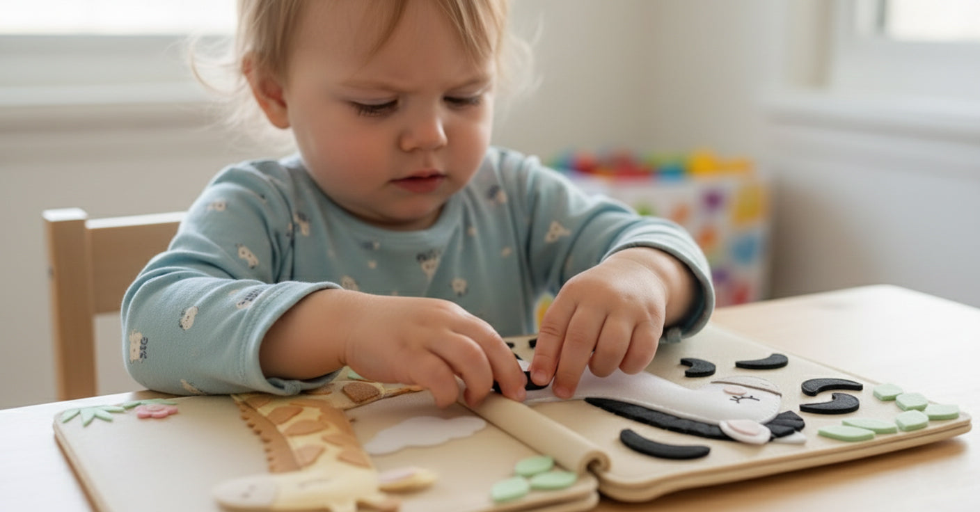 Personalized Quiet Book for Baby, Handmade Felt Quiet Book, Animal Safari Busy Book, Montessori Toy for Baby Boy Girl, Custom Name Baby Gift