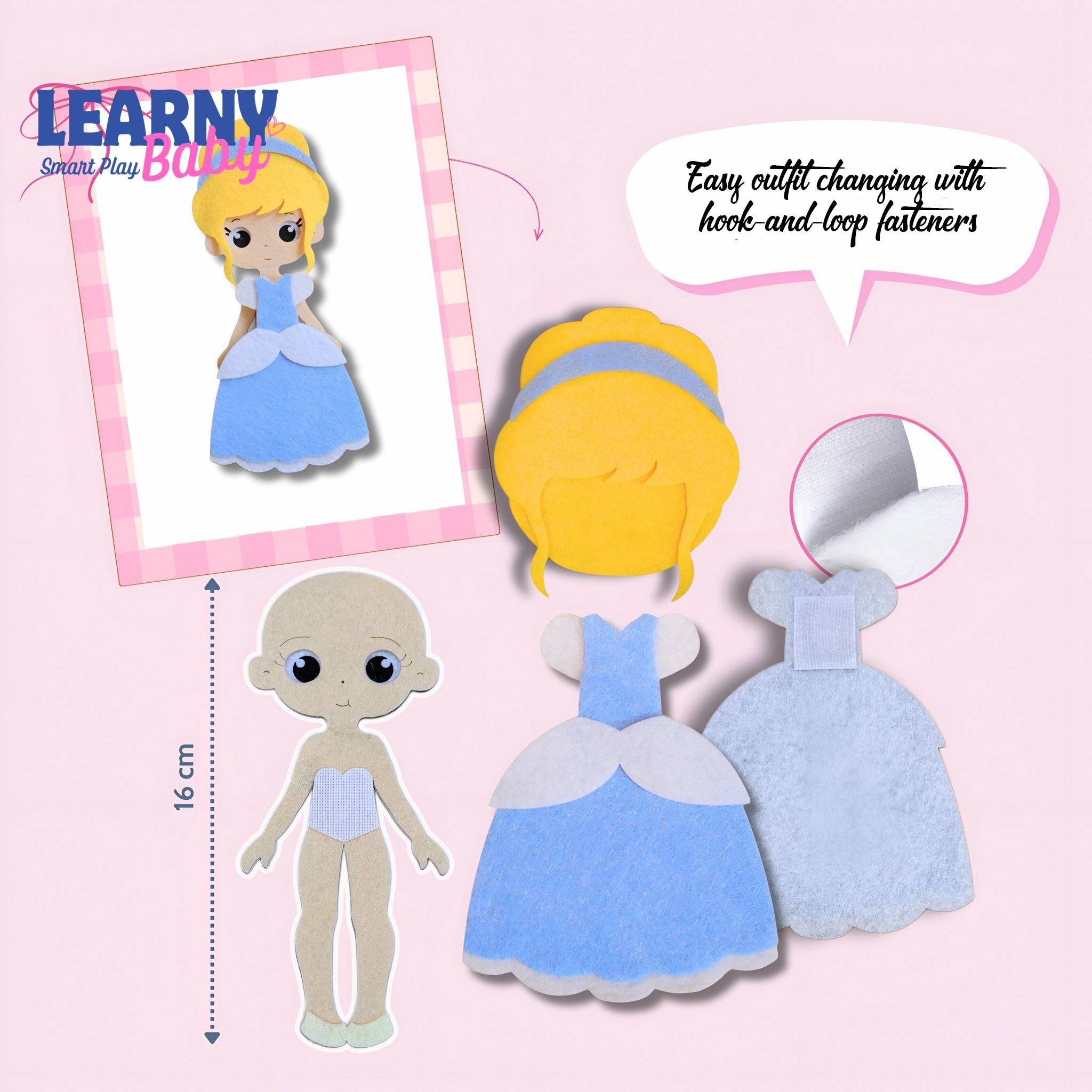 Personalized Princess Dress-Up Quiet Book – Felt Busy Book with Dolls, Outfits & Accessories, Screen-Free Toy for Kids