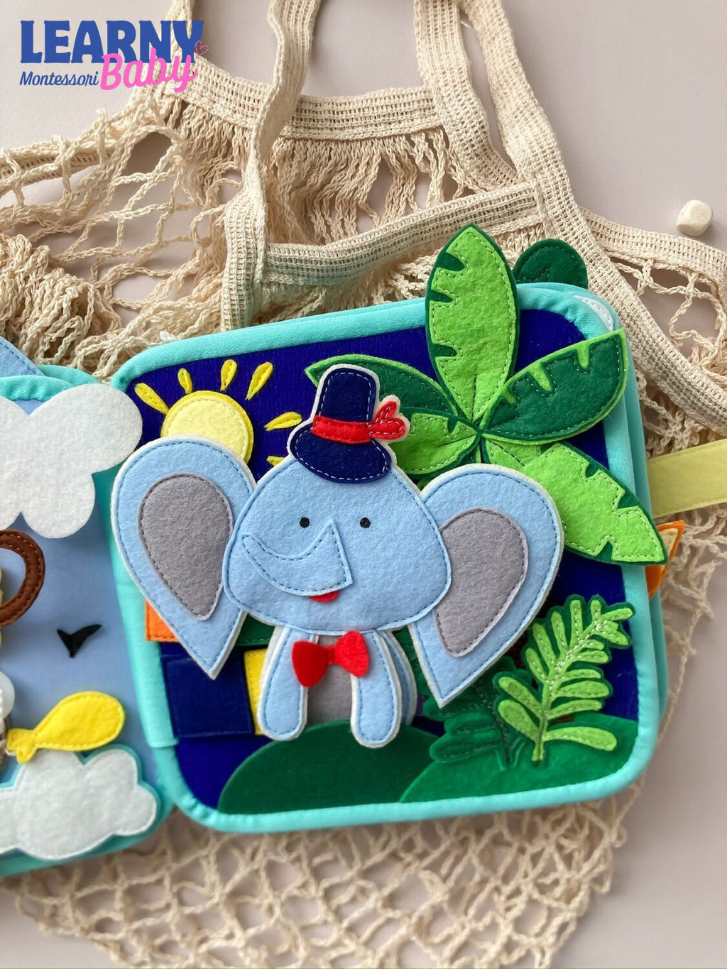 Personalized Animal Busy Book for Toddlers, Handmade Felt Quiet Book, Button Practice Activity Book, Montessori Sensory Toy QBLB72