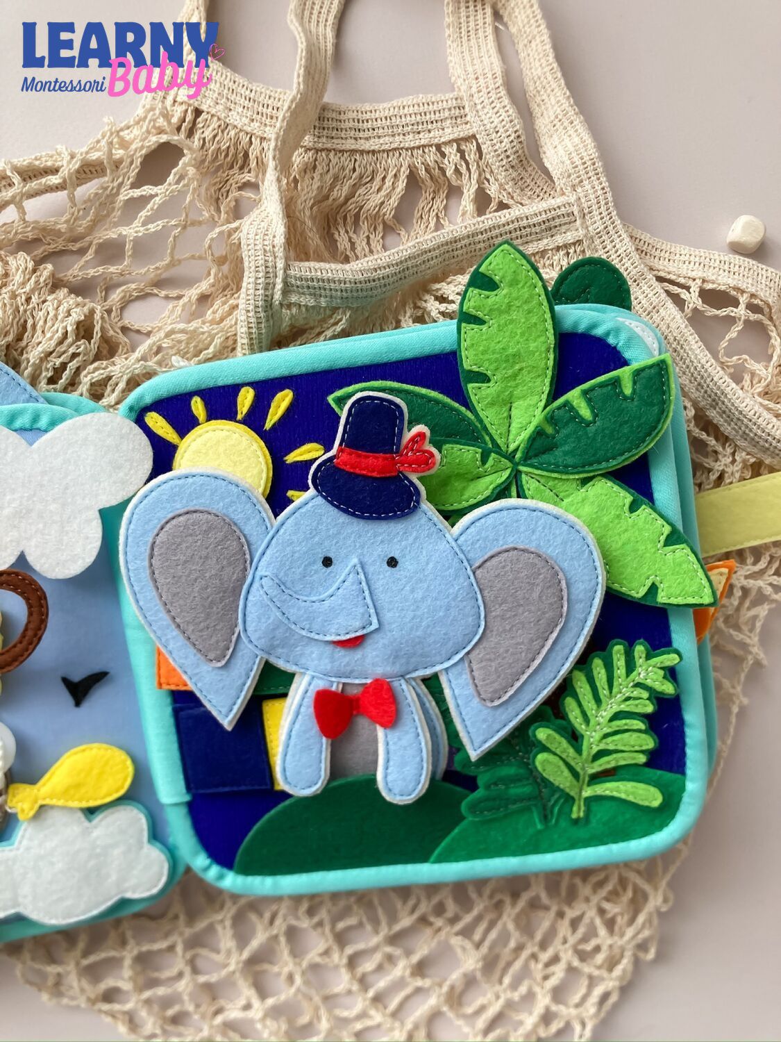 Personalized Animal Busy Book for Toddlers, Handmade Felt Quiet Book, Button Practice Activity Book, Montessori Sensory Toy QBLB72