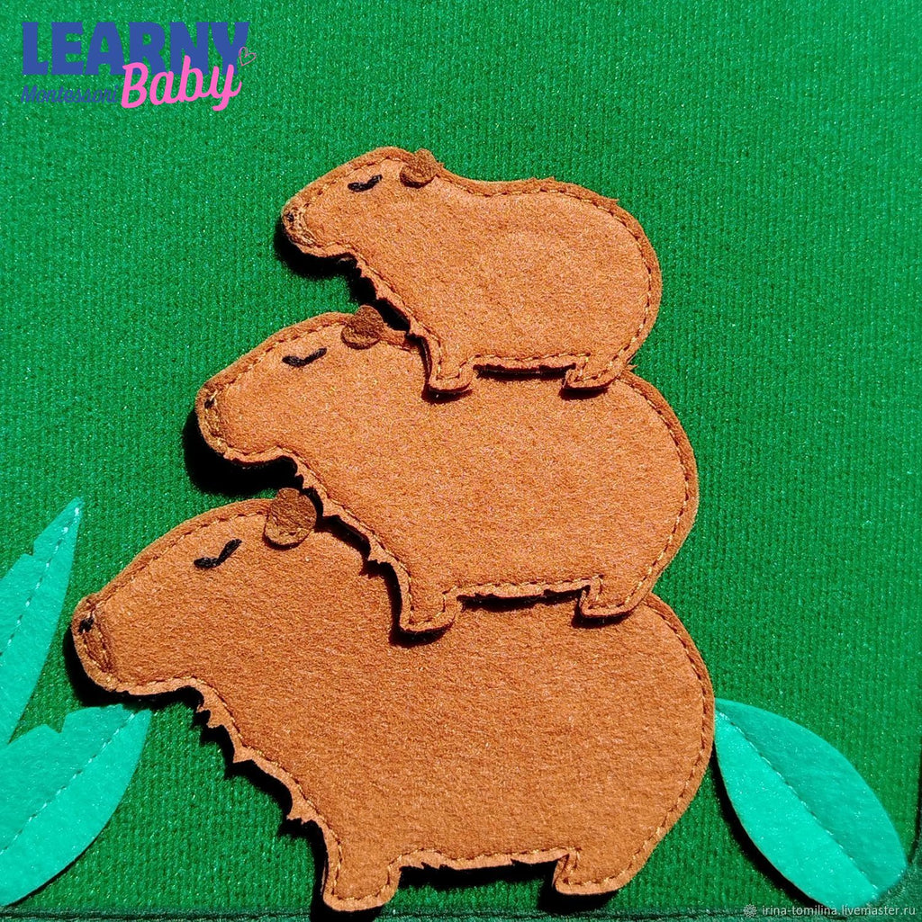 Personalized Capybara Busy Book for Toddlers, Handmade Felt Quiet Book, Animal Activity Book, Montessori Sensory Baby Toy QBLB73