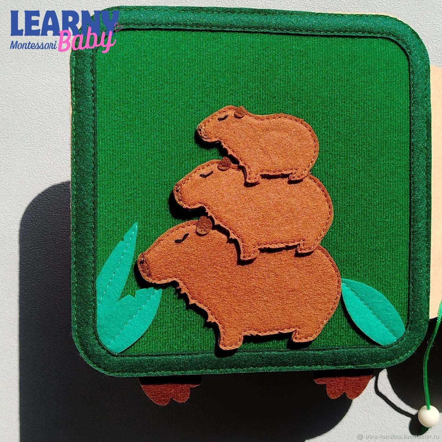 Personalized Capybara Busy Book for Toddlers, Handmade Felt Quiet Book, Animal Activity Book, Montessori Sensory Baby Toy QBLB73