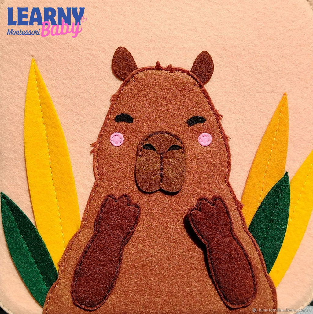 Personalized Capybara Busy Book for Toddlers, Handmade Felt Quiet Book, Animal Activity Book, Montessori Sensory Baby Toy QBLB73