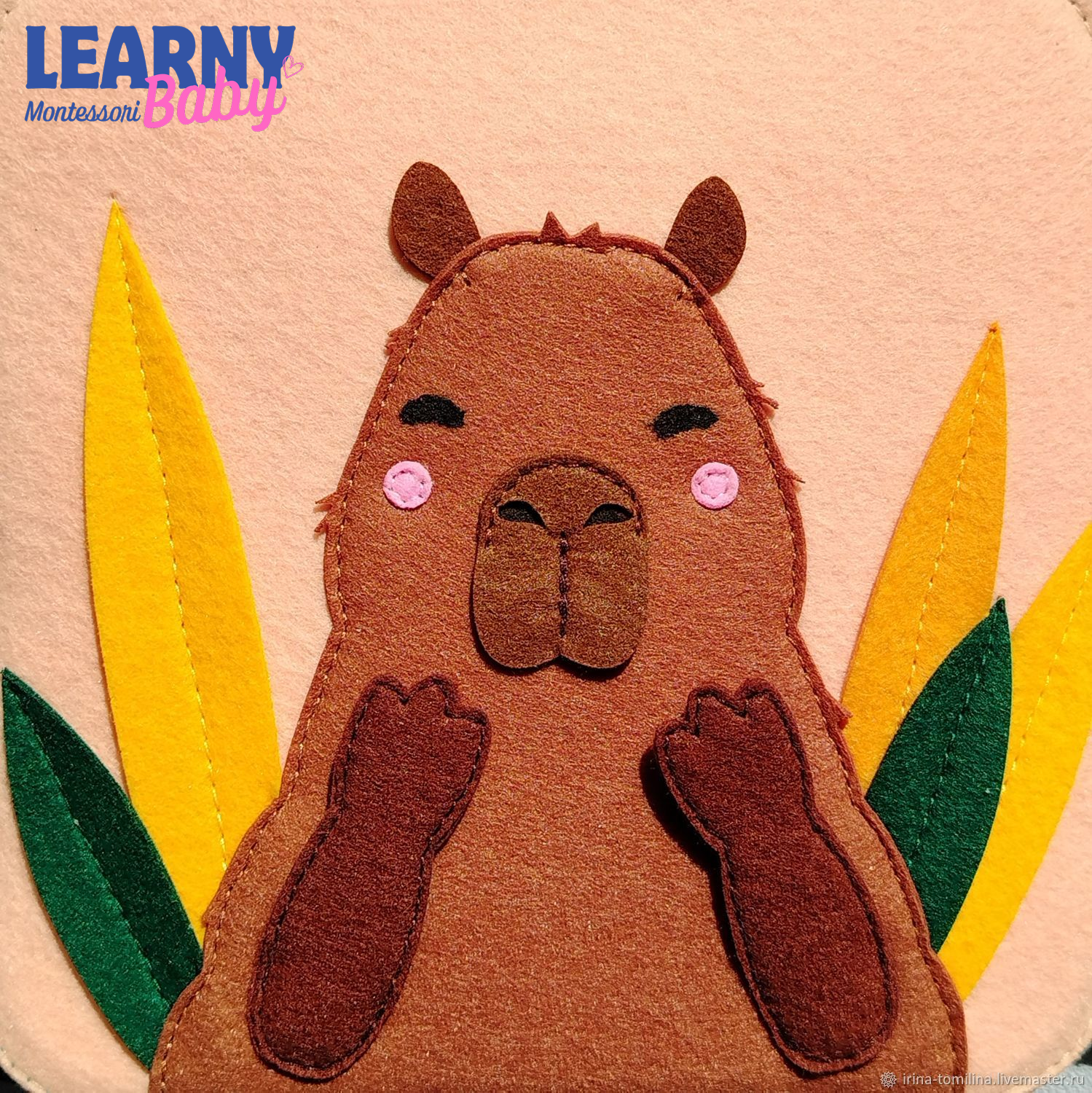 Personalized Capybara Busy Book for Toddlers, Handmade Felt Quiet Book, Animal Activity Book, Montessori Sensory Baby Toy QBLB73