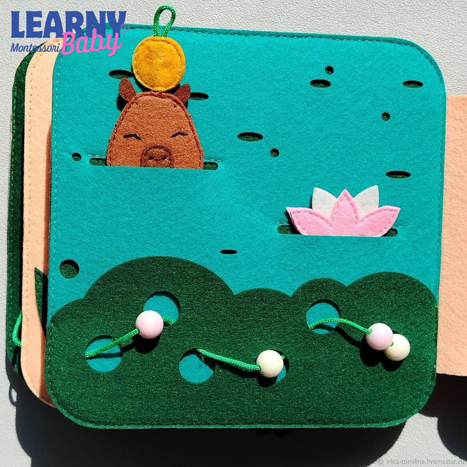 Personalized Capybara Busy Book for Toddlers, Handmade Felt Quiet Book, Animal Activity Book, Montessori Sensory Baby Toy QBLB73