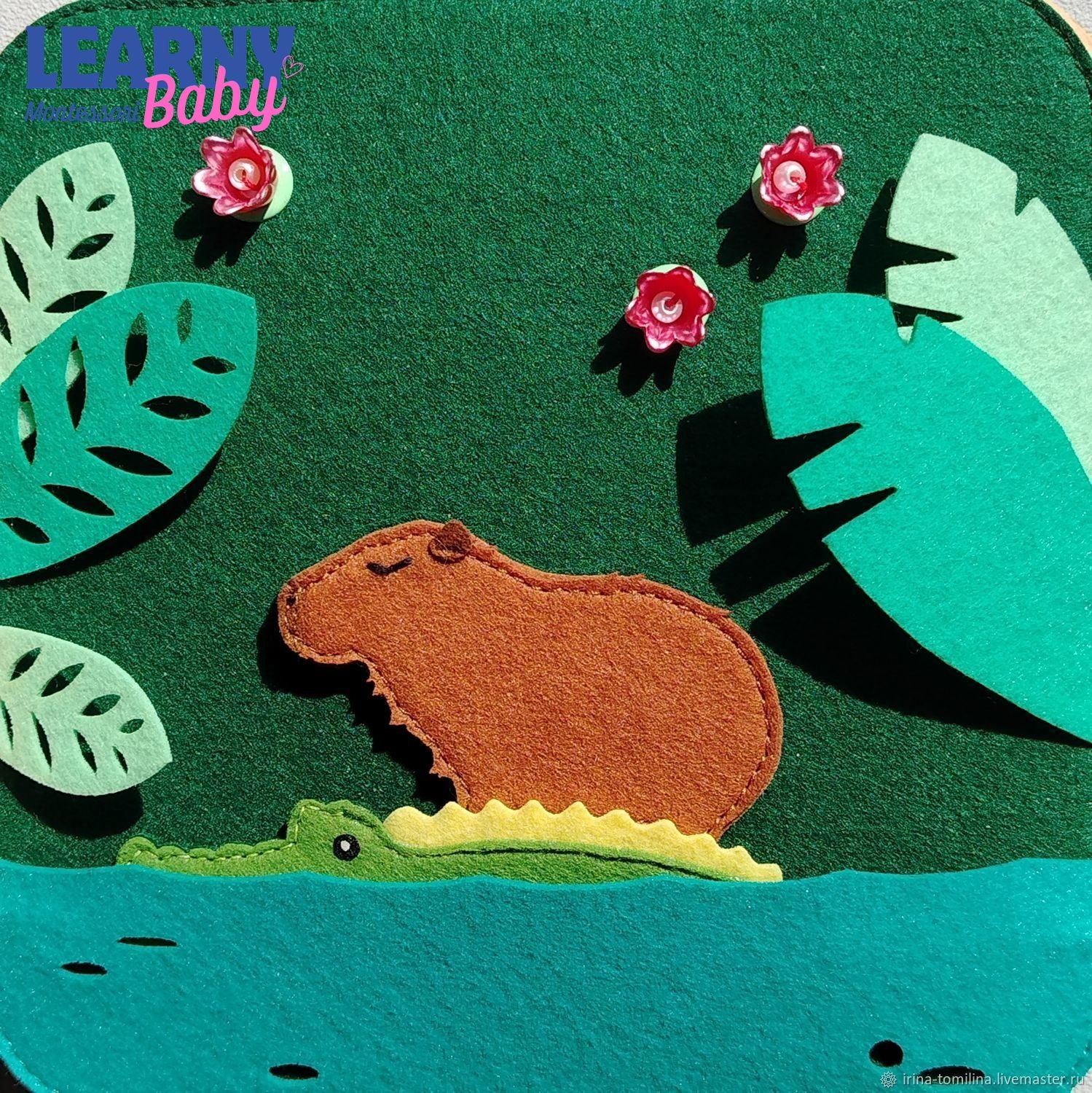 Personalized Capybara Busy Book for Toddlers, Handmade Felt Quiet Book, Animal Activity Book, Montessori Sensory Baby Toy QBLB73