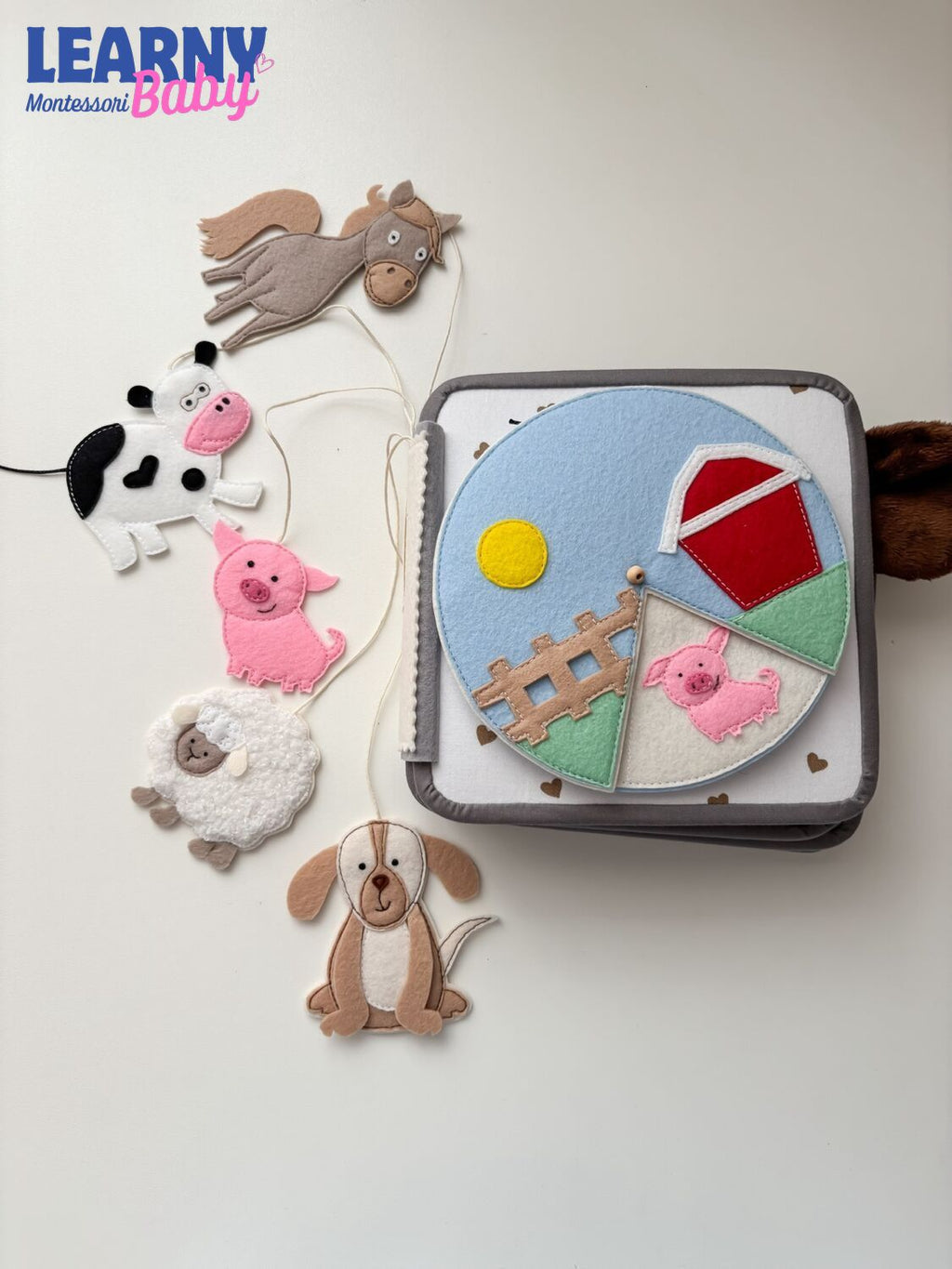 Personalized Farm Busy Book for Toddlers, Handmade Felt Quiet Book, Horse Barn Activity Book, Montessori Sensory Toy QBLB74