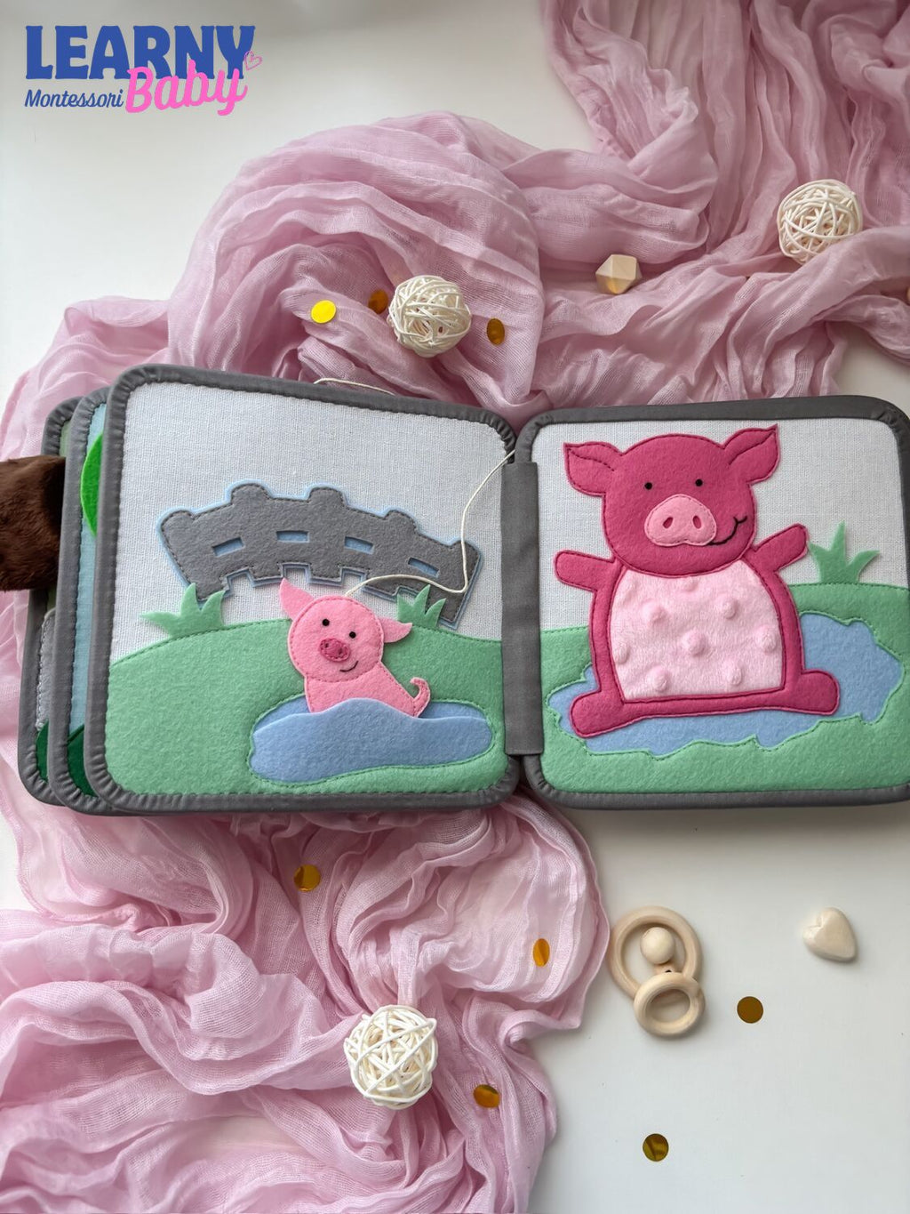 Personalized Farm Busy Book for Toddlers, Handmade Felt Quiet Book, Horse Barn Activity Book, Montessori Sensory Toy QBLB74