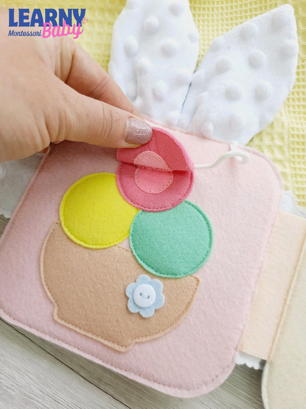 Personalized Bunny Busy Book for Toddlers, Handmade Felt Quiet Book, Easter Bunny Activity Book, Montessori Sensory Toy for Baby QBLB70