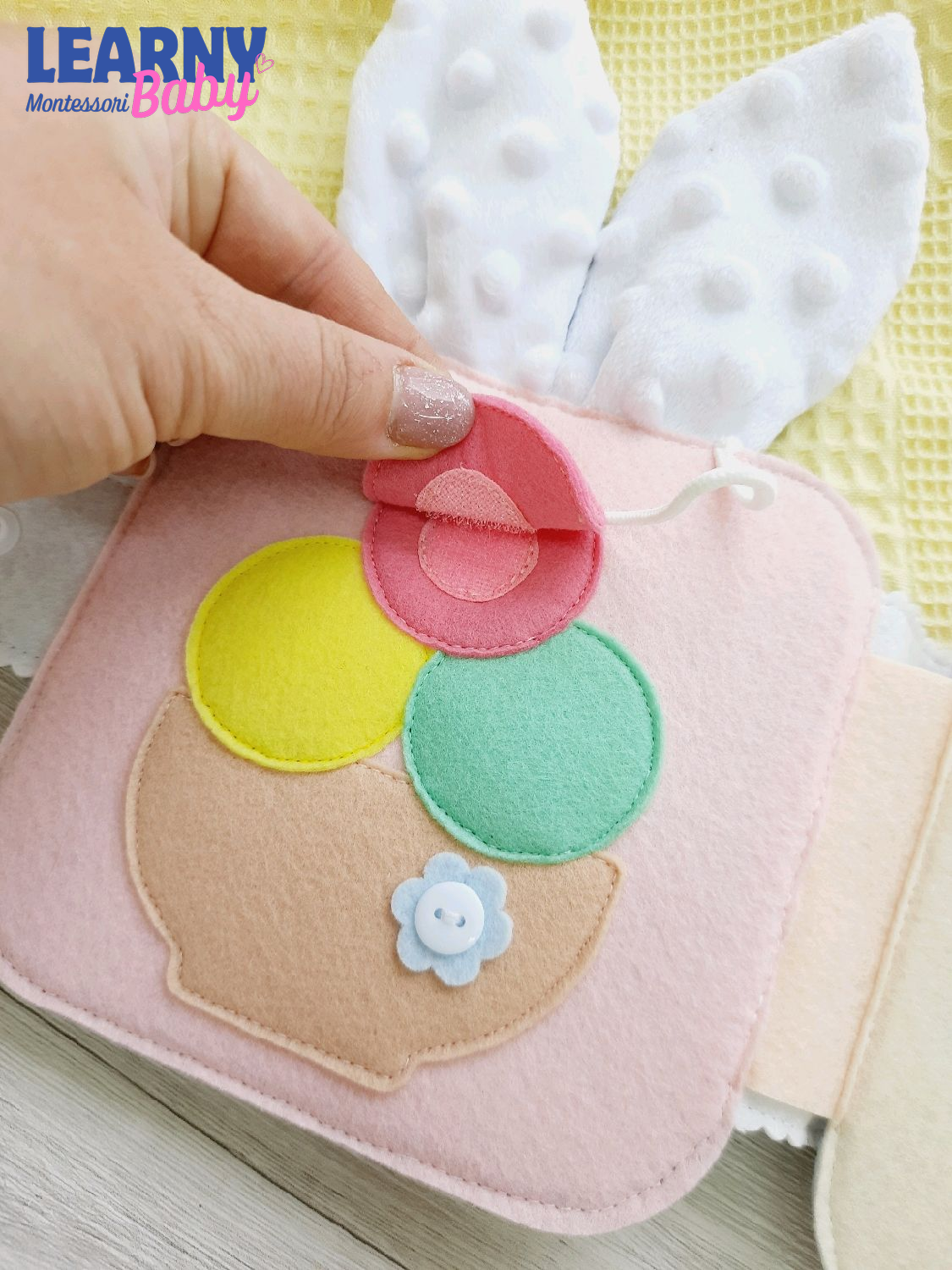Personalized Bunny Busy Book for Toddlers, Handmade Felt Quiet Book, Easter Bunny Activity Book, Montessori Sensory Toy for Baby QBLB70