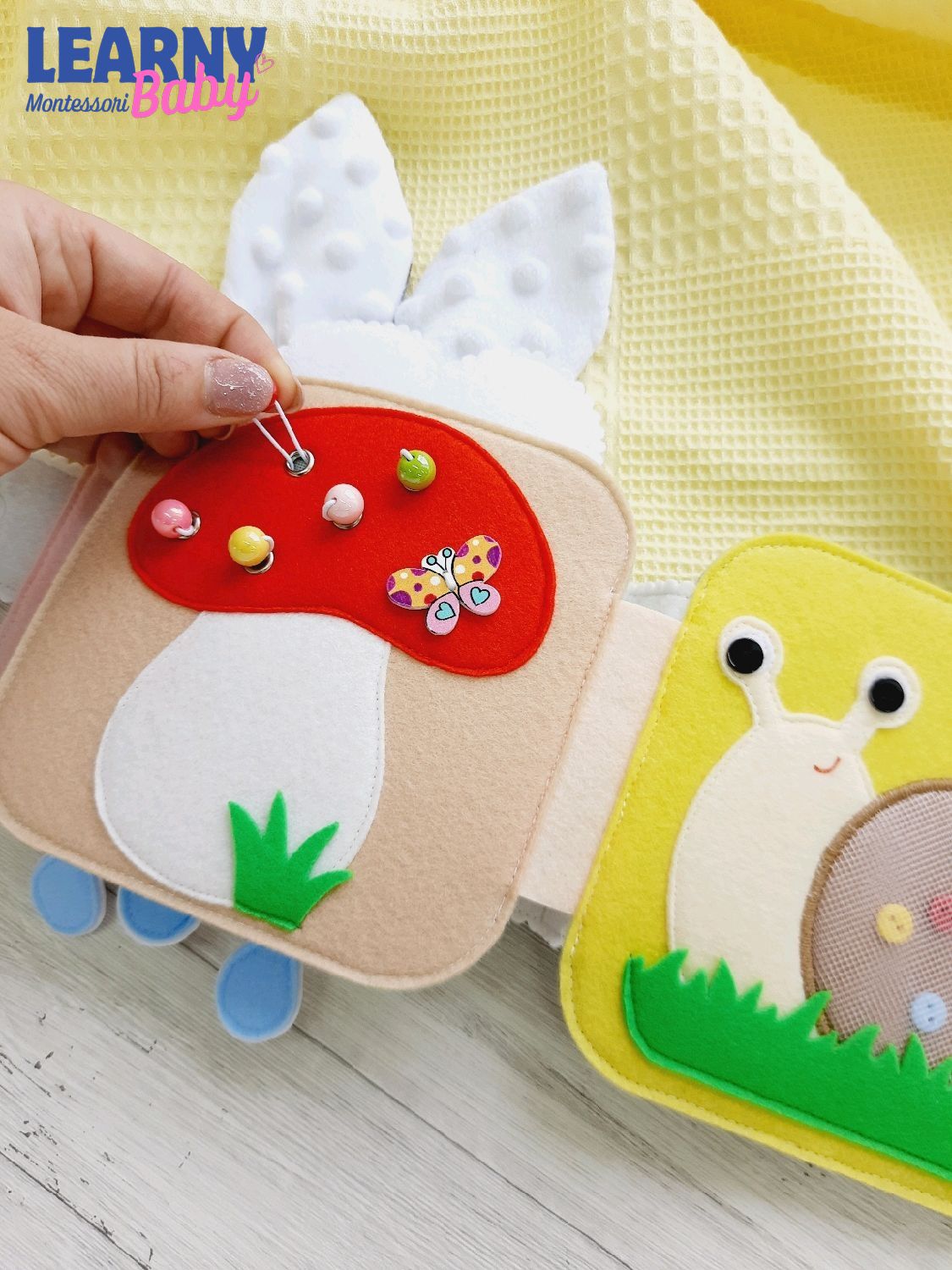 Personalized Bunny Busy Book for Toddlers, Handmade Felt Quiet Book, Easter Bunny Activity Book, Montessori Sensory Toy for Baby QBLB70