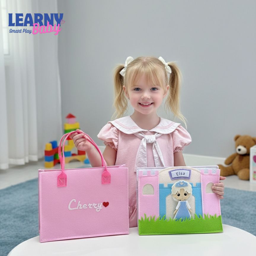 Personalized Princess Dress-Up Quiet Book – Felt Busy Book with Dolls, Outfits & Accessories, Screen-Free Toy for Kids