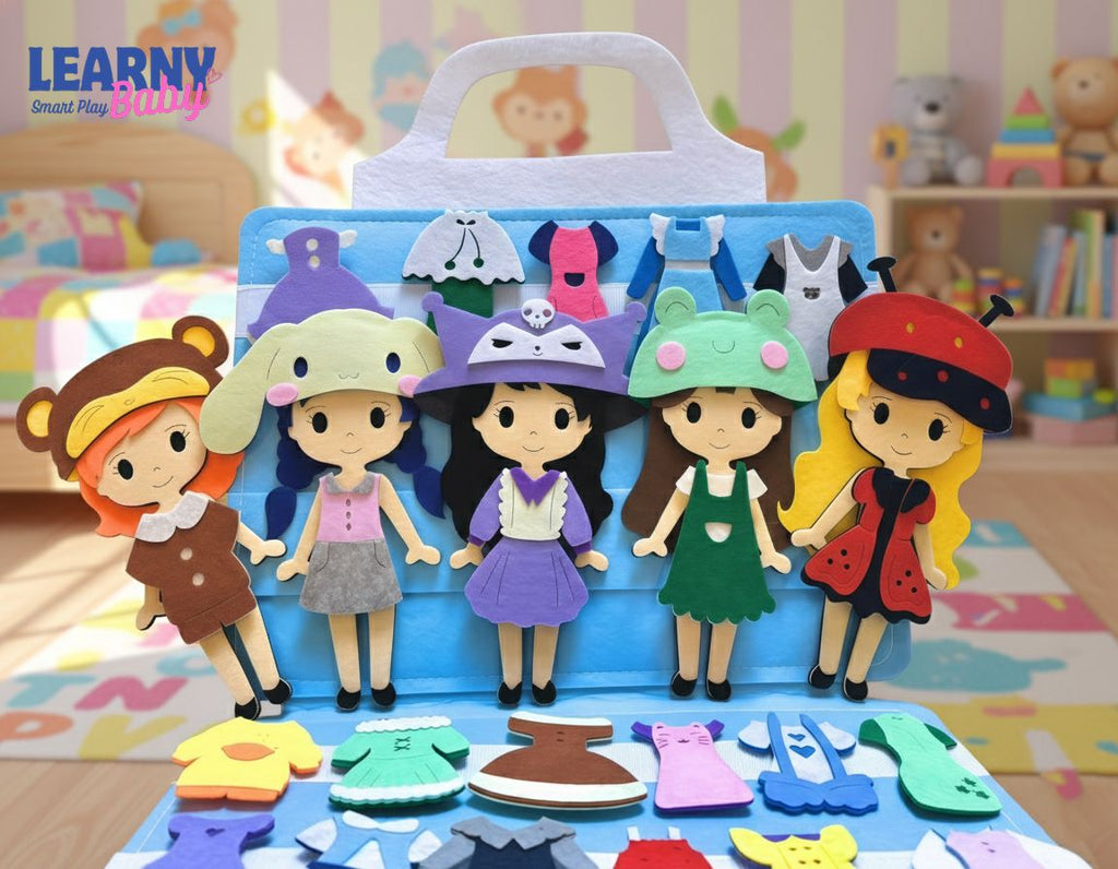 Kuromi Dress-Up Quiet Book Set – Personalized 52-Piece Felt Busy Book, Screen-Free Educational Toy for Kids