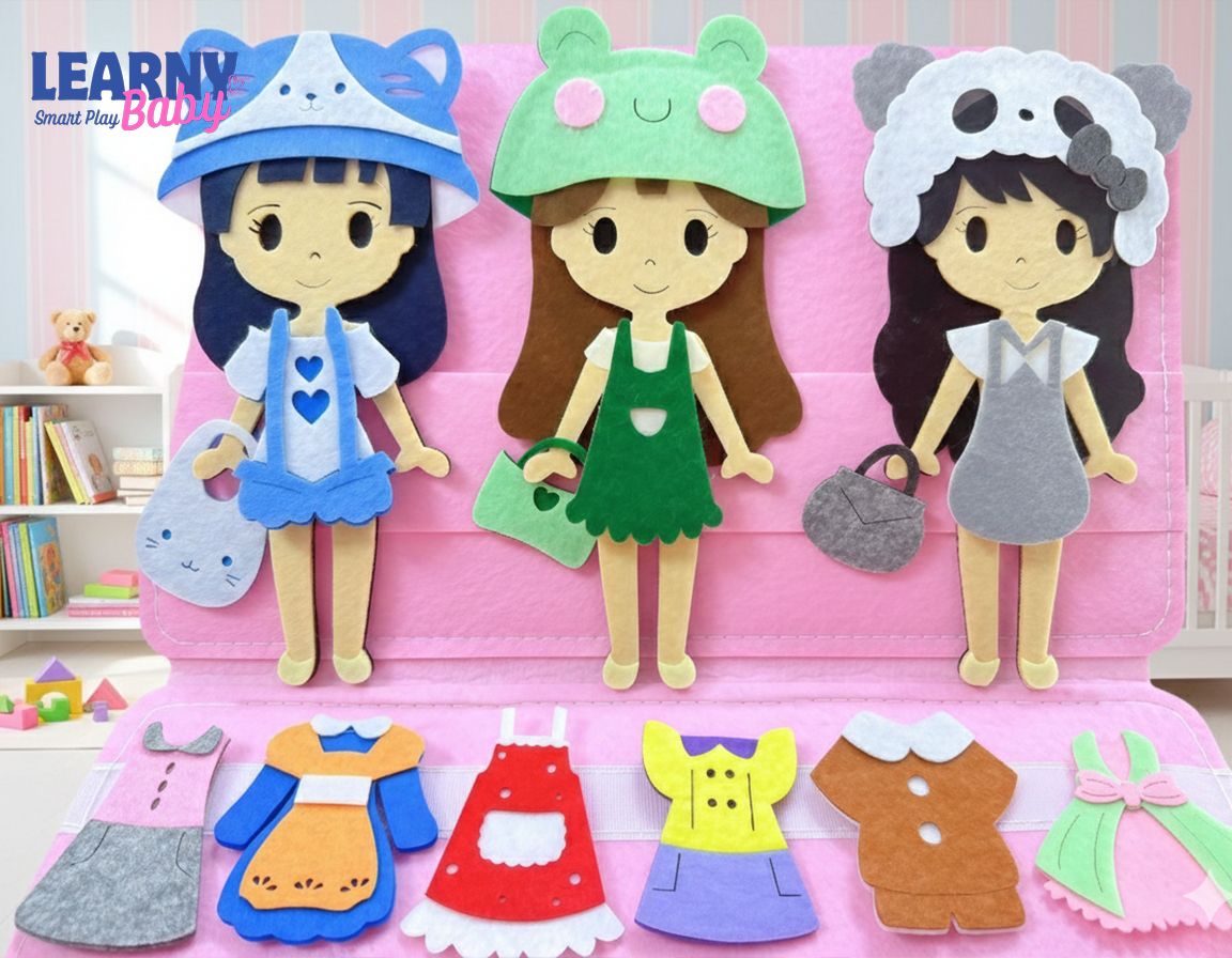 Kuromi Dress-Up Quiet Book Set – Personalized 52-Piece Felt Busy Book, Screen-Free Educational Toy for Kids