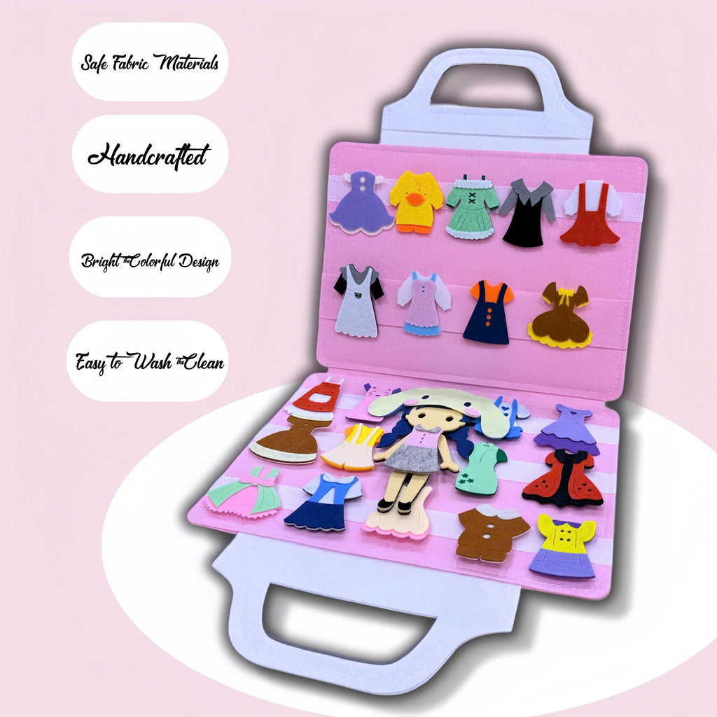 Kuromi Dress-Up Quiet Book Set – Personalized 52-Piece Felt Busy Book, Screen-Free Educational Toy for Kids