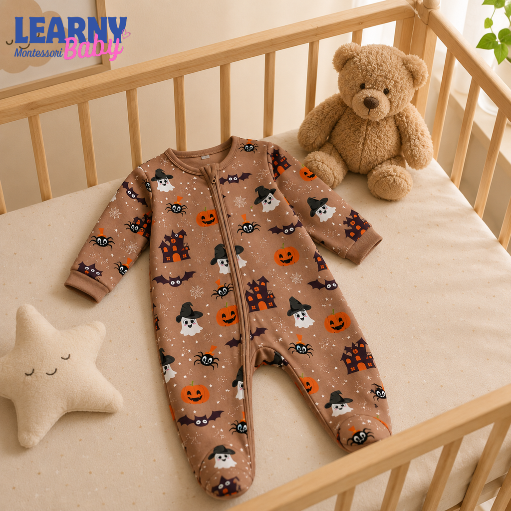 Personalized Halloween Bamboo Baby Footie Zippy, Custom Name Ghost Pumpkin Baby Pajamas, Spooky Newborn Coming Home Outfit