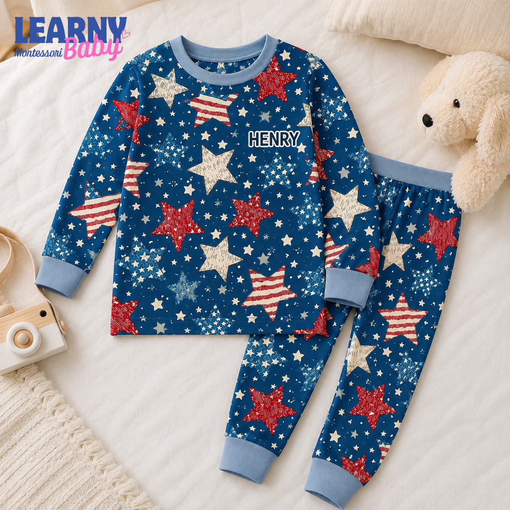 Bamboo Baby Pajamas – Personalized Patriotic Star Toddler Pajama Set