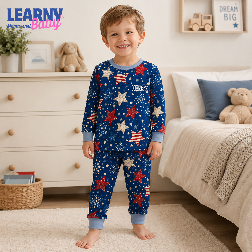 Bamboo Baby Pajamas – Personalized Patriotic Star Toddler Pajama Set