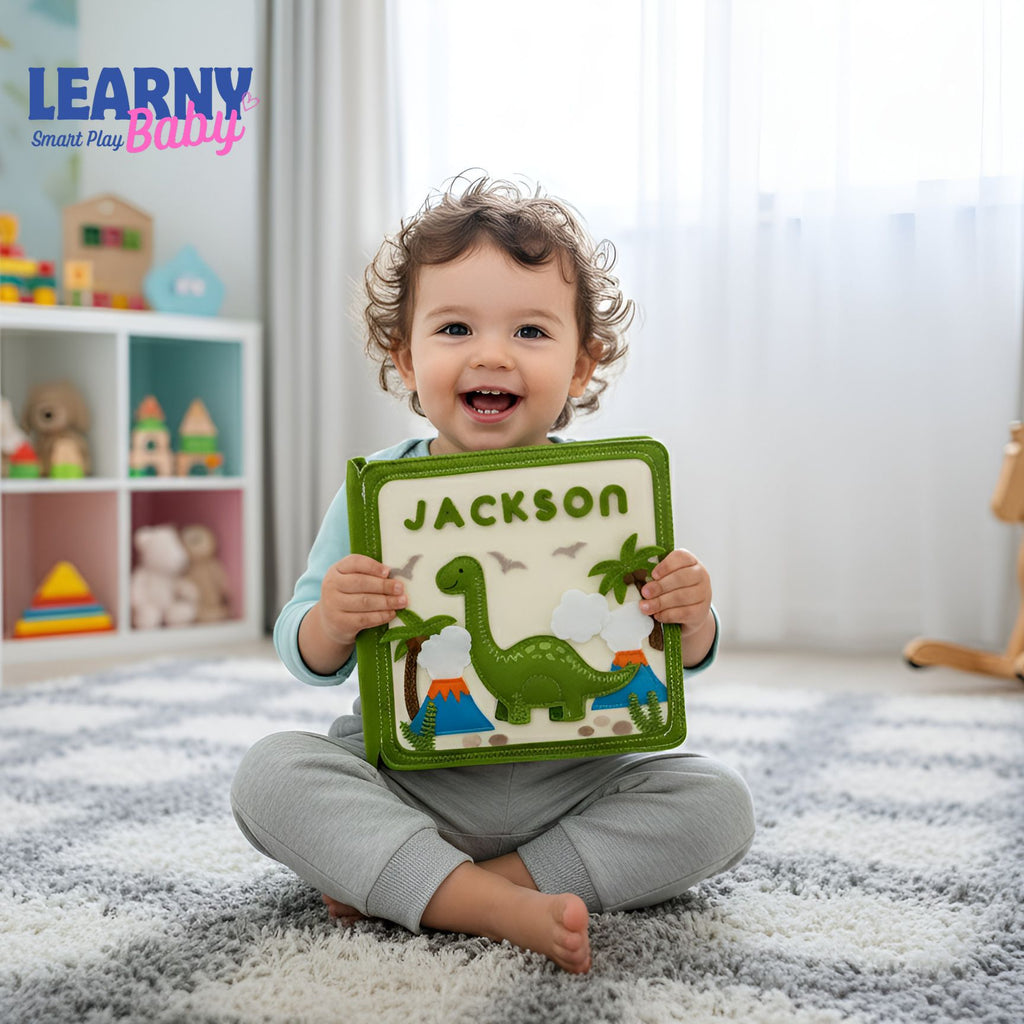 Personalized Toddler Busy Book, Personalized Dinosaur Quiet Book, Custom Name Baby Gift, Baby Birthday Gift, Felt Sensory Book for Toddler