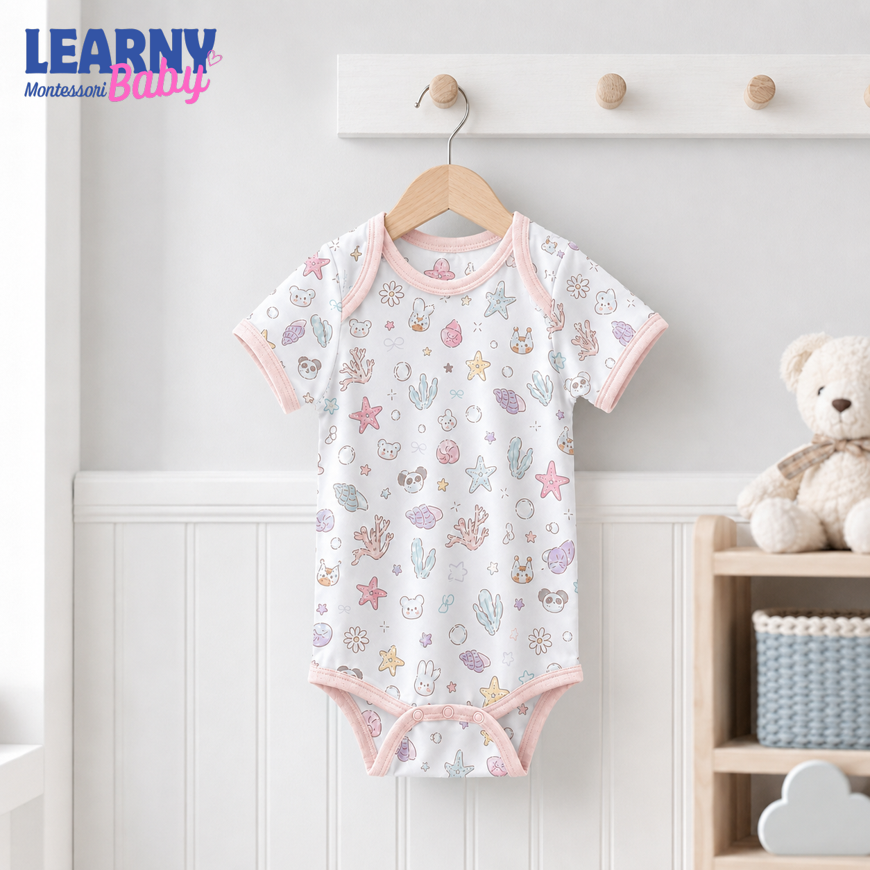 Pastel Under the Sea Short Sleeve Baby Bodysuit – Cute Ocean Baby Outfit