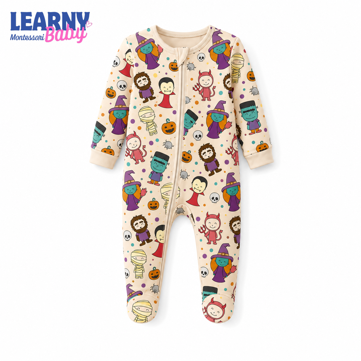 Halloween Characters Bamboo Baby Footie Zippy, Cute Witch Vampire Mummy Baby Pajamas, Spooky Infant Halloween Outfit