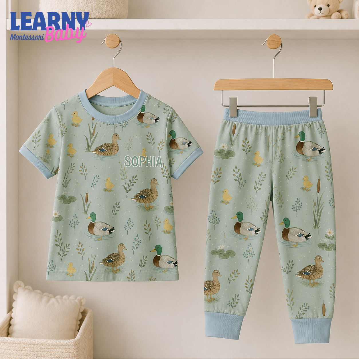 Bamboo Baby Pajamas – Personalized Mallard Duck Toddler Pajama Set