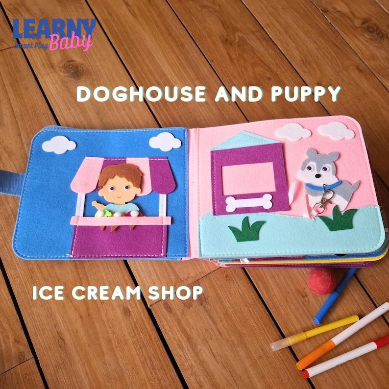 Personalized Quiet Book for Baby, Custom Name Montessori Busy Book, Felt Toddler Learning Toy, Handmade Soft Activity Book