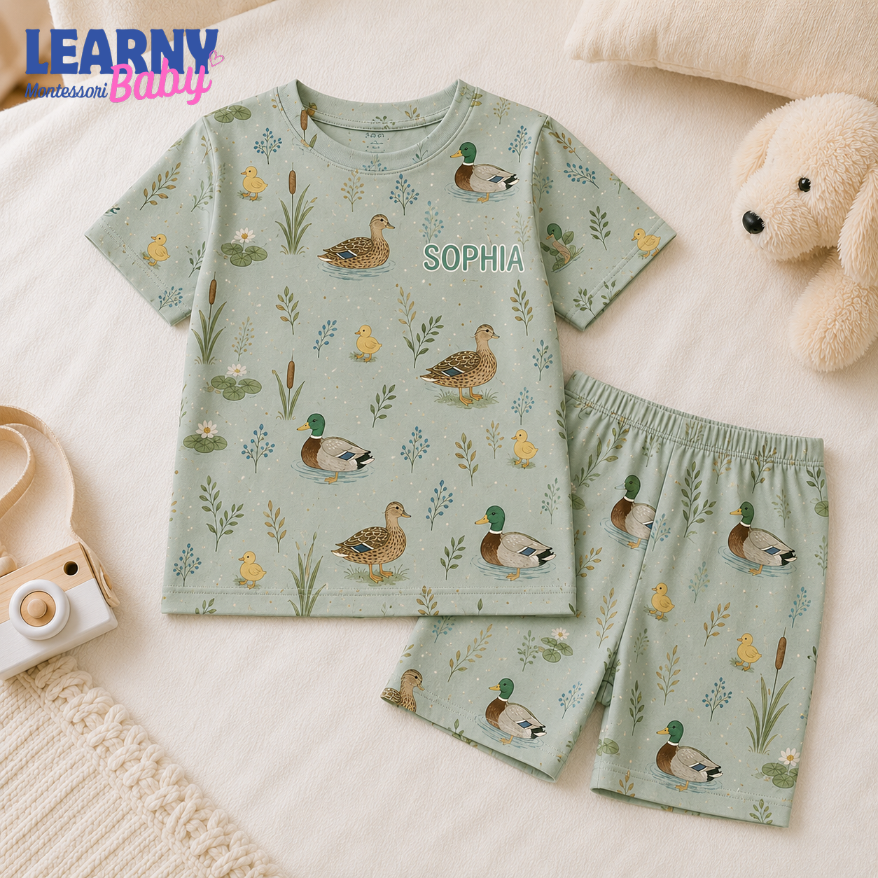 Bamboo Baby Pajamas – Personalized Mallard Duck Toddler Pajama Set