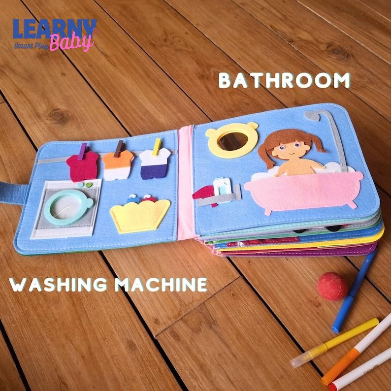 Personalized Quiet Book for Baby, Custom Name Montessori Busy Book, Felt Toddler Learning Toy, Handmade Soft Activity Book