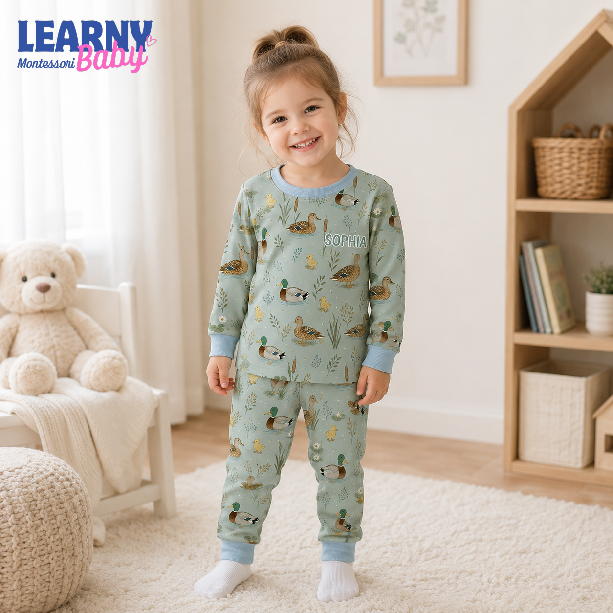 Bamboo Baby Pajamas – Personalized Mallard Duck Toddler Pajama Set