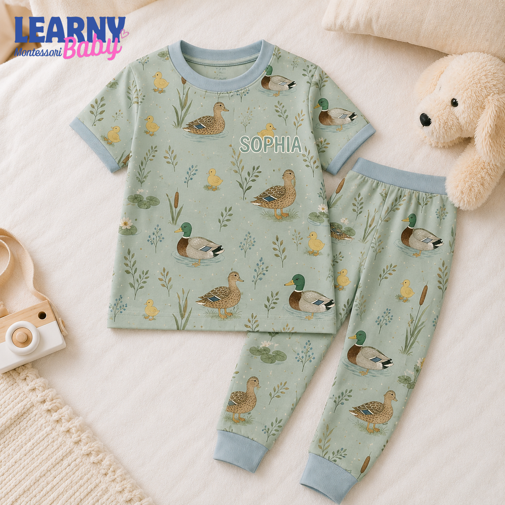 Bamboo Baby Pajamas – Personalized Mallard Duck Toddler Pajama Set