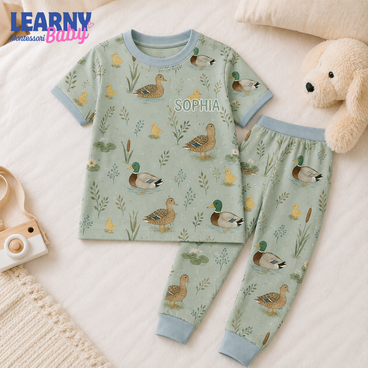 Bamboo Baby Pajamas – Personalized Mallard Duck Toddler Pajama Set