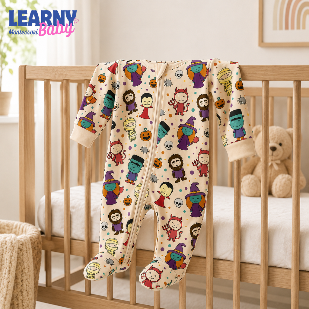 Halloween Characters Bamboo Baby Footie Zippy, Cute Witch Vampire Mummy Baby Pajamas, Spooky Infant Halloween Outfit