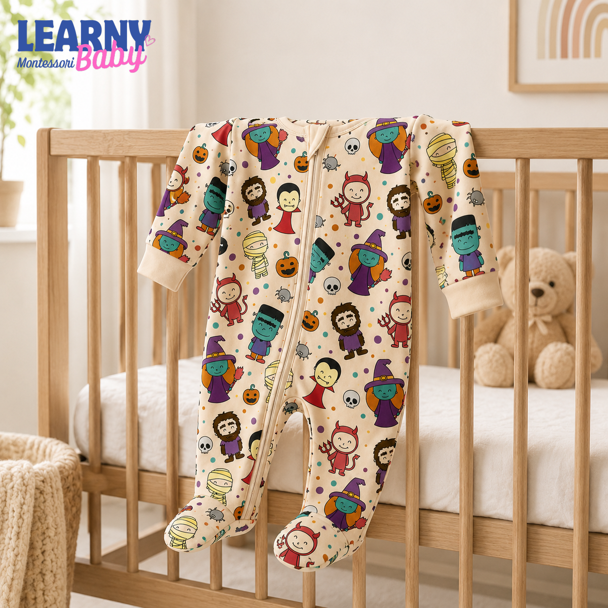 Halloween Characters Bamboo Baby Footie Zippy, Cute Witch Vampire Mummy Baby Pajamas, Spooky Infant Halloween Outfit