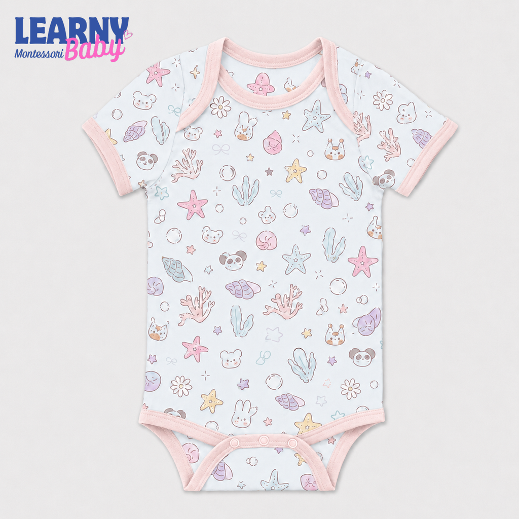 Pastel Under the Sea Short Sleeve Baby Bodysuit – Cute Ocean Baby Outfit