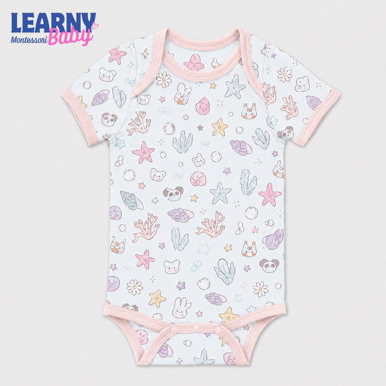 Pastel Under the Sea Short Sleeve Baby Bodysuit – Cute Ocean Baby Outfit