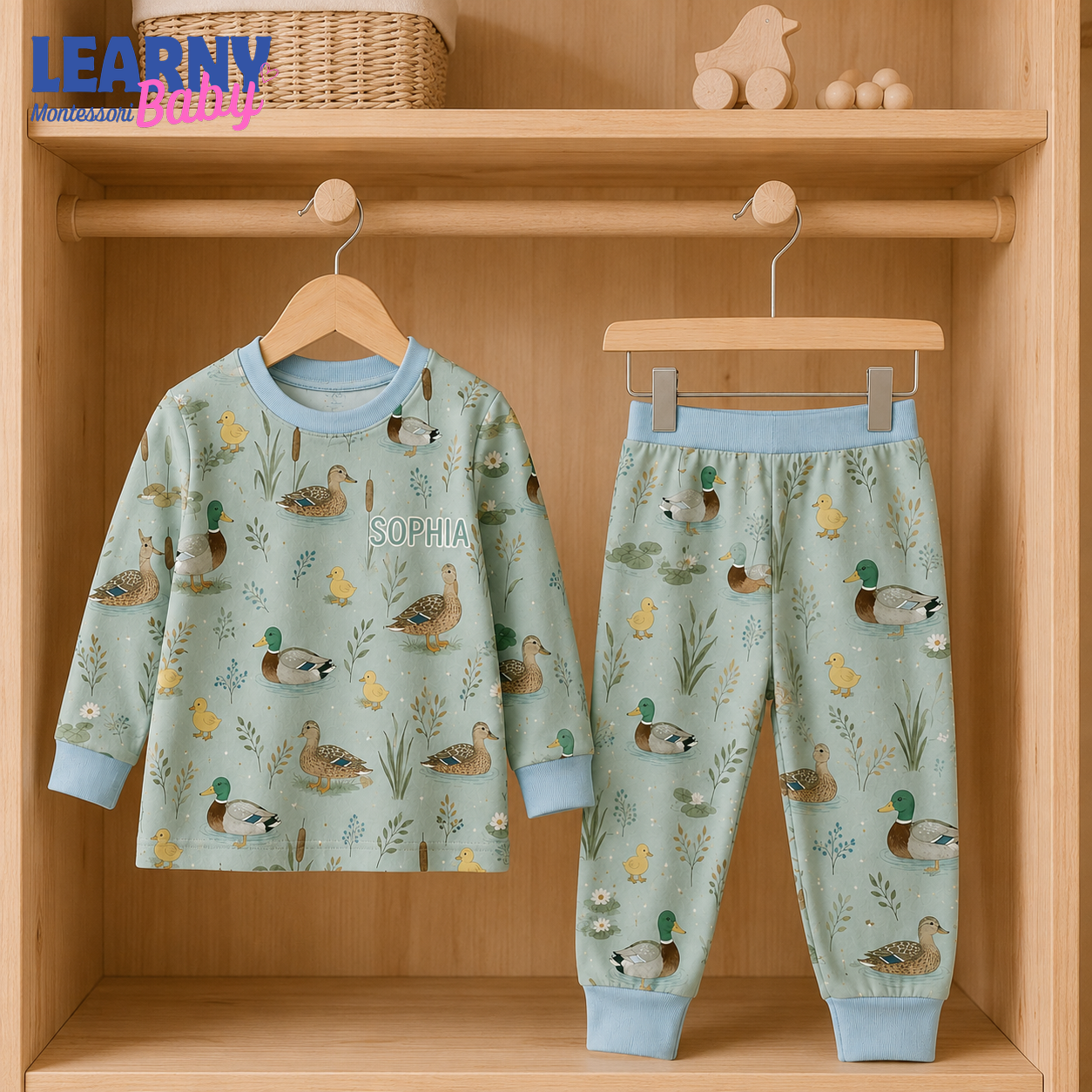 Bamboo Baby Pajamas – Personalized Mallard Duck Toddler Pajama Set
