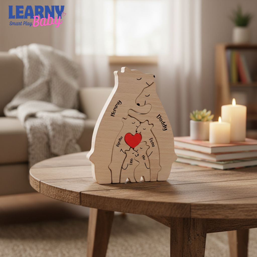 Wooden bear family puzzle, Gift for kids, Gift for parents, Wedding gift, Baby shower gift, Custom family gift, Home decor, Birthday gift