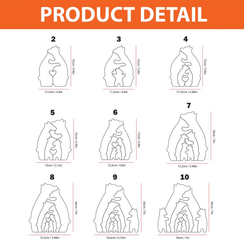 Wooden bear family puzzle, Gift for kids, Gift for parents, Wedding gift, Baby shower gift, Custom family gift, Home decor, Birthday gift