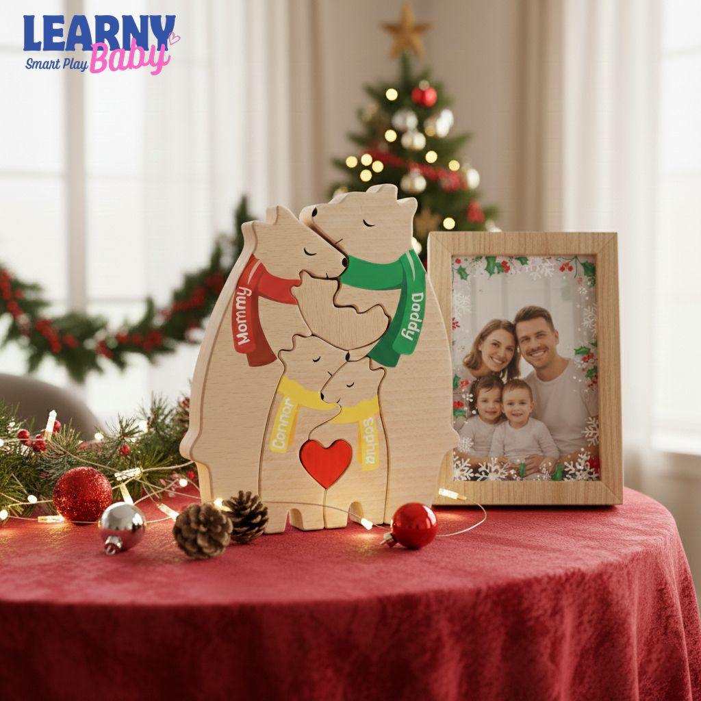 Wooden bear family puzzle, Gift for kids, Gift for parents, Wedding gift, Baby shower gift, Custom family gift, Home decor, Birthday gift