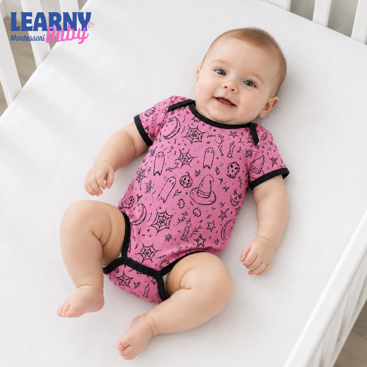 Baby’s First Halloween Pink Spooky Baby Bodysuit – Witch and Ghost Newborn Outfit