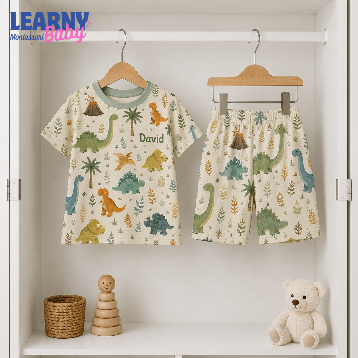 Bamboo Baby Pajamas – Personalized Dinosaur Toddler Pajama Set