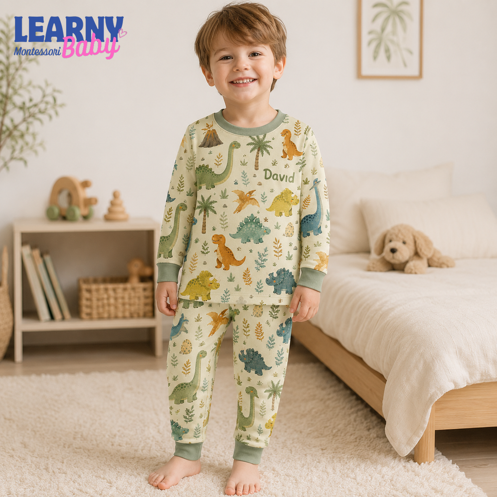 Bamboo Baby Pajamas – Personalized Dinosaur Toddler Pajama Set