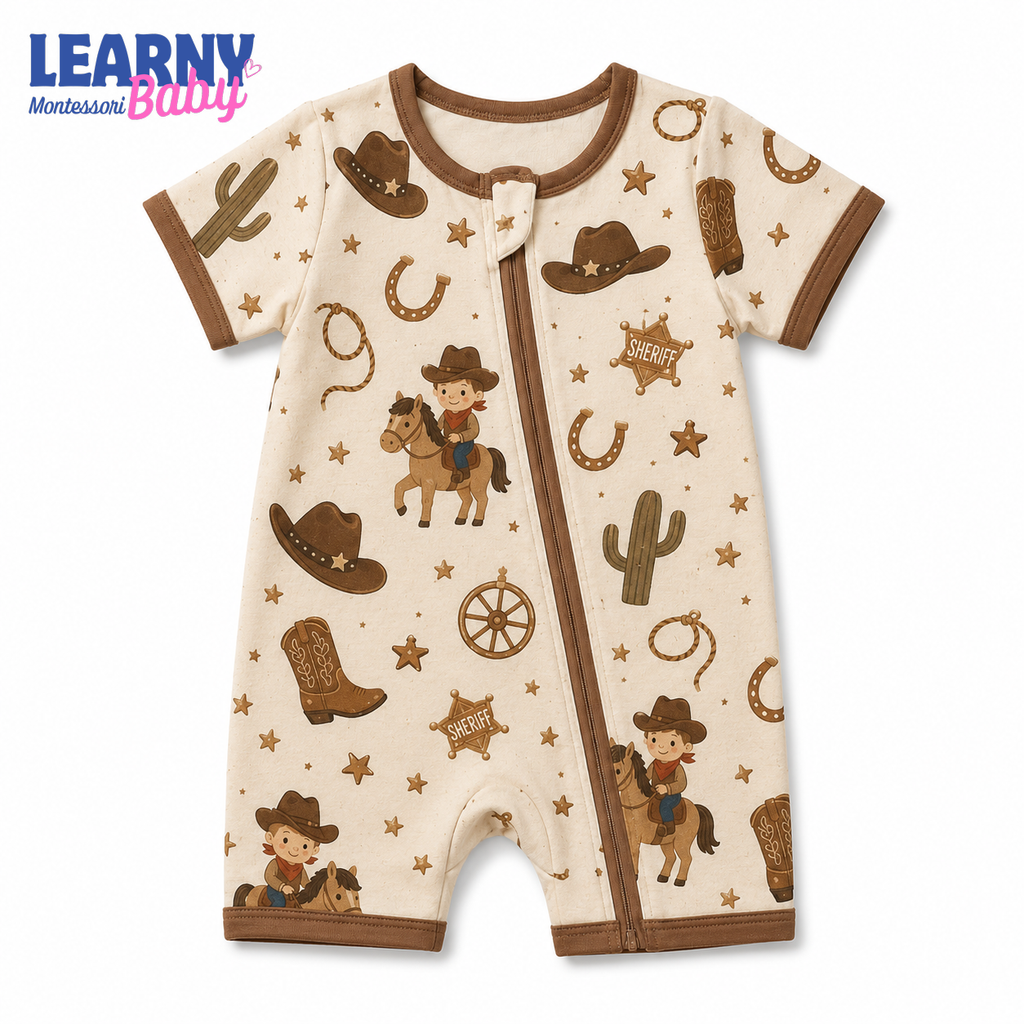 Western Cowboy Baby Convertible Zippy Pajamas, Cowboy Baby Sleeper, Western Newborn Pajamas, Toddler Sleepwear