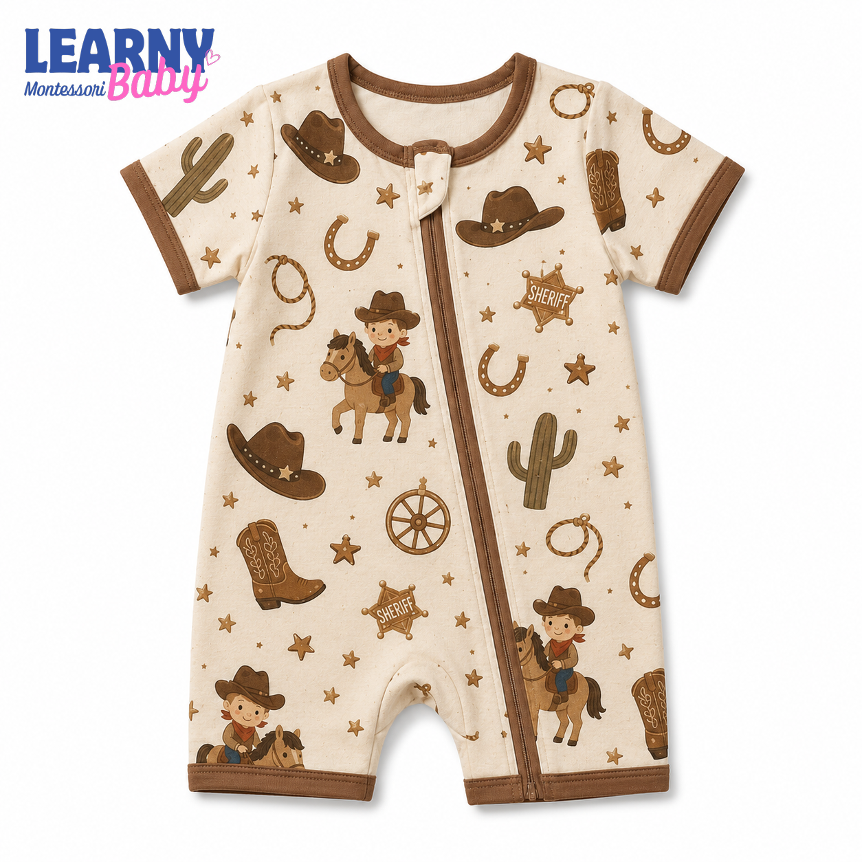 Western Cowboy Baby Convertible Zippy Pajamas, Cowboy Baby Sleeper, Western Newborn Pajamas, Toddler Sleepwear