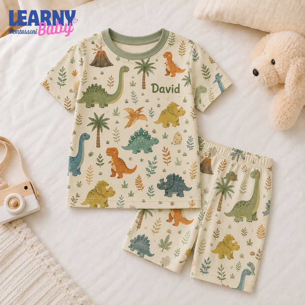 Bamboo Baby Pajamas – Personalized Dinosaur Toddler Pajama Set